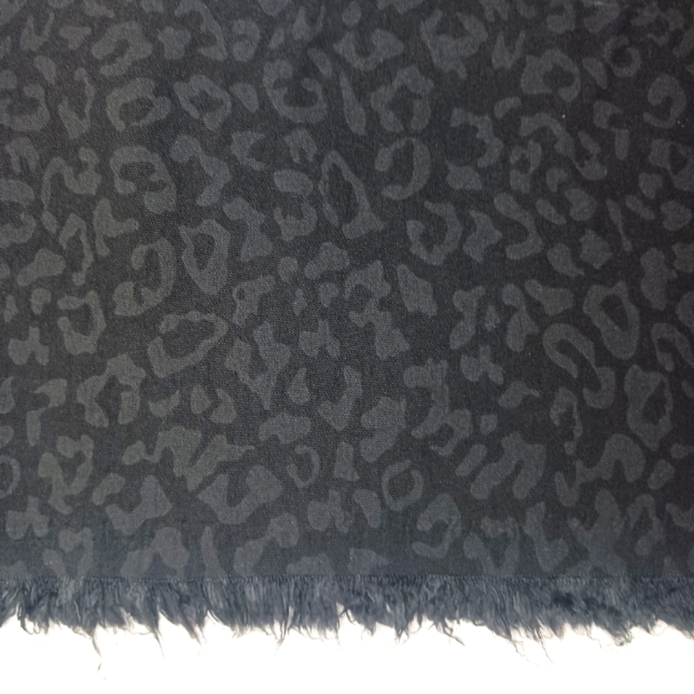 Black & Grey Stretch Cotton Twill Leopard Print Fabric.